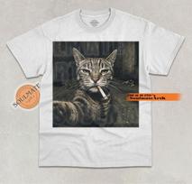 Funny Gangster Cat Shirt, Vintage Joke Cat Tshirt, Cat Lover T-shirt, Meme T-shirt, Unisex Graphic Tee S
