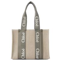 Chloe Woody Logo Linen Tote Bag Women tote bags Gray CHC23-AS383L17-036 Basic Set (Bag+Dust Bag)