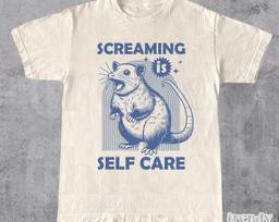 Screaming is Selfcare Rat Shirt, Funny Graphic Tee, Retro Funny Graphic Tees, Rat Shirt, Meme Graphic T-Shirt, Rodent Lover Gift 2XL