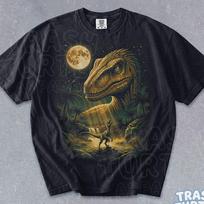 Raptor Moon Shirt Dinosaur Lover TShirt Raptor Lover T-shirt Vintage Prehistoric Graphic Gift Tee 4XL