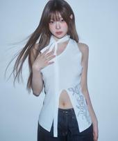 New Arin Ruby Flower One Shoulder Sleeveless Knit White White/Free
