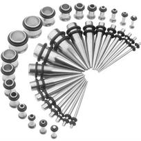 36pcs Ear Stretching Kit 14G-00G Surgical Steel Tapers Tunnels Gauges Set for Women Men Expanders Body Stainless Steel Wedding 14G-00G&36Pcs/set sidabras