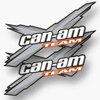 2x CAN-AM TEAM Lipdukas Decal Vinilas PVC Keturratis BRP Quad Canam Logotipas Lenktyninis Sniegmotoris 3inch gray
