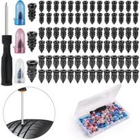 Tubeless Tire Patch Tire Repair Screws Puncture Set for Car Motorcycle, Vacuum Tubeless Tyre Rubber Nail Repair Tools Kit juoda