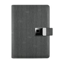 Personalized Leather Organizer A5 Binder Planner Refillable Travelers Journal Notebook with Finger Lock and Powerbank Charger (Gray,A5,16g,8000mAh,wireless&Finger lock) pilka spalva