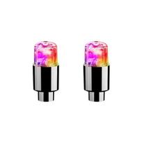 2/4/8pcs LED Tire Valve Stem Caps Neon Light Waterproof Wheel Spoke Lights LED Tire Lamp for Motorcycle Bicycle Car Accessories 2Pcs Colorful