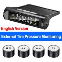 Universal Smart Car TPMS Tyre Pressure Monitoring Digital LCD Display System 4 Sensors Auto Security Alarm Solar Charging External Sensor Set