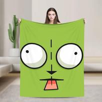 Gir Invader Zim Cartoon Blanket Warm Street Trend Plush Throw Blanket For Outdoor Decorative Flannel Bedspread Bed Cover Size: 75*100cm, Weight: 230 GSM