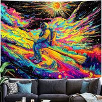 Psychedelic Astronaut Wall Tapestry Cosmic Broom Ride Space Art Trippy Dream Decor Boho Living Room Bedroom Hanging Design 100X70CM