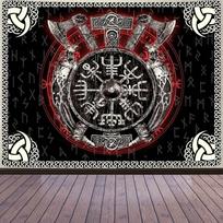 unframed Norse Mythology Vikings Tapestry Mysterious Ancient Runes Totem Tapestries Wall Hanging Art for Living Room Bedroom Hom 100X70CM