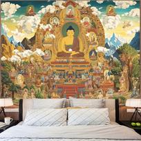 Elegant Shakyamuni Buddha Wall Hanging Cloth Printed Tapestry Art Creative Gift Perfect Choice for Buddhist Decoration 100X70CM