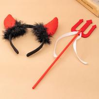 Show Props Hair Band Women Cosplay Accessories Angel Feather Wing Devil Feather Wing Photo Props black-Hair Hoop+Wand