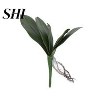 1Pc Artificial Plant Butterfly Orchid Leaf DIY Home Office Desktop Bonsai Decor 5-leaf