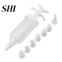 Dessert Decorating Syringe 8Pcs/Set Icing Piping Easy to Use Non-stick No Cream Tip Smell Nozzles Set Cake Tools for Bakery Cupcake Injector balta