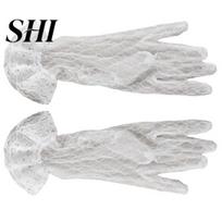 Mesh Gloves 1 Pair Bridal Ruffle Cuffs Wrist Length Sheer Breathable Elegant Summer Wedding Clothes Accessories Solid Color See-through Lace balta