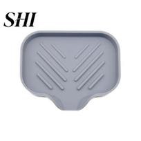 Silicone Soap Dish Drain Mat Multiple Usage Anti-skid with Spout Easy Cleaning Drainable Tray Leakproof Kitchen Counter Sink Organizer Sponge Small pilka