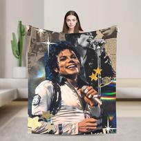 MJ Pop karalius Michaelis J-jacksonas Antklodė Kokybiška Šilta Mesti antklodę Rudens iškyla Miegamasis Pūkuota lovatiesė 75X95CM