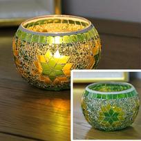 1Pc European-Style Colorful Mosaic Glass Candle Holder, Christmas Candle Holder For Romantic Candlelight Dinner Decoration, Home Decor Candle Holder Type B