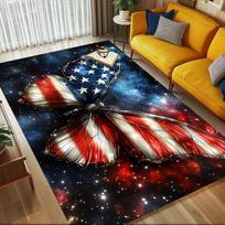 Butterfly Flag Crystal Velvet Chair Mat Area Rug - Non-Slip, Floor Mat, Office Desk Chair Rugs, Bedroom Decor.Christmas Gift-1106053 75X95CM