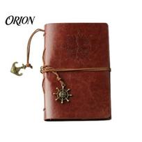 Portable Notebook Faux Leather Binder, 6 Ring Loose Leaf Vintage Personal Sticker Collection Book Planner with Retro Steering Wheel Pendant Small ruda