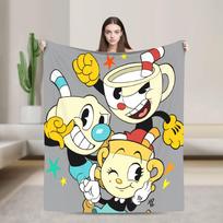 Game C-Cuphead Warm Blankets  Graphic Camping Throw Blanket Home Decor Flannel Bedspread Sofa Bed Cover 100cmx150cm
