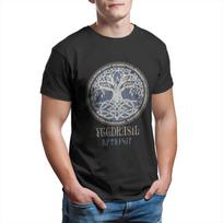 Norse Yggdrasil Tree of Life Viking Pagan Futhark Runes Distressed Celtic Knot Valhalla Odin Mythology TShirt 100 Cotton Tee S įvairiaspalvis