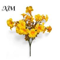 Vibrant Simulated Floral Decor Artificial Morning Glory Flower Bouquet, Realistic Plastic Fake Arrangement Reusable Arrangements for Home Office geltona