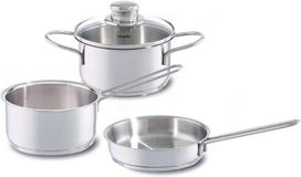 Fissler Snacky Cookware Set 14cm Saucepan 16cm Frying Pan with Stainless Steel Frying Pan Pot servings Gas IH compatible Dishwasher Perfect for single