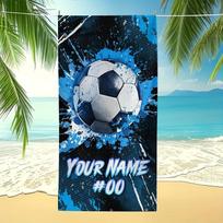Individualus Futbolo Kamuolio Paplūdimio Rankšluostis Su Personalizuotu Vardų Spaudiniu Minkštas Greitai Džiūstantis Didelis Vonios Rankšluostis Sporto Gerbėjams Vaikų Dovana 50x100cm(20x40in)