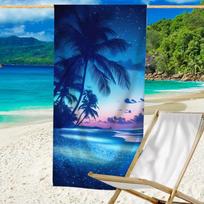 Starry Twilight Coconut Palm Tree Ocean View Beach Towel Lightweight Towel For Beach Travel Swimming Pool Camping Bath 50X100cm &1pc