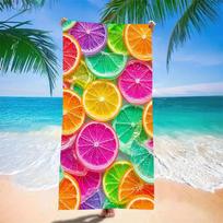 Colorful Citrus Slices Print Beach Towel - Vibrant Orange, Lime & Grapefruit Pattern on Soft Quick-Dry for Summer Beach Days 50x100cm