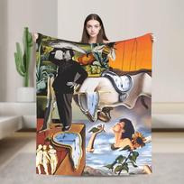 Salvador Dali Spanish Oil Signed Blankets Surrealist Scene Fleece Throw Blanket Bedroom Sofa Decoration Thin Bedspread Portable Size: 75*100cm, Weight: 230 GSM