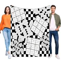 Sudoku Crossword Puzzle Blanket, Soft Cozy Warm Lightweight Flannel Fleece Throw for Bed Sofa Couch Home Decor Gift Idea. Size: 75*100cm, Weight: 230 GSM