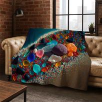 Colorful Pebble rainbow Cobblestone Stone Flannel Blanket Soft Warm Blanket Throw Blanket for Bedroom Living Room Bed Picnic Size: 75*100cm, Weight: 230 GSM