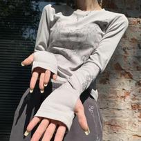 Vintage Women Clothes Y2K T-shirts Blusas O-neck Long Sleeve Print Tunic Woman Clothing Fashion Casual Crop Tops Shirts S pilka spalva