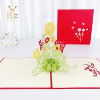 Autumn Ginkgo Tree 3D Pop-Up Greeting Card for Thanksgiving, Birthdays, and Teacher's Day.