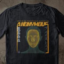 Cyberpunk Anonymous Face Graphic Tee, Dystopian Hacker Streetwear, Synthwave Techwear XL