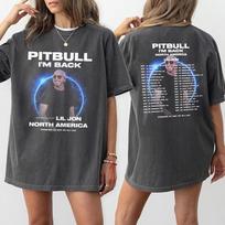 Vintage Pitbull I'm Back Tour Unisex T-Shirt, Pitbull Mr Worldwide Retro Fan Tee, Comfort Colors Pepper Wash Apparel S