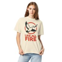 Hunger Games Graffiti Tee: Lenore Dove, Banksy Style - Comfort Colors M