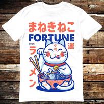 Maneki Neko Fortune Lucky Cat Ramen T Shirt Meme Gift Shirt Funny Tee Vintage Style Aesthetic Unisex Gamer Cult Movie Music 6216 4XL