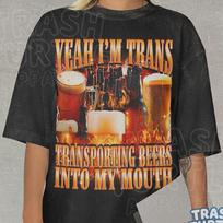 Yeah I'm Transporting Beers Into My Mouth Shirt, Funny Beer Lover Meme Joke Tshirt, Hilarious Bootleg T-shirt, Unisex Graphic 90s Tee 3XL