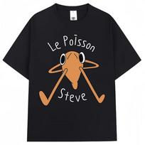 Le Poisson Steve Funny Fish Meme T Shirt Men Women Trendy Popular Humor T-shirt Oversized Soft Cotton T-Shirts S