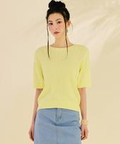 Chase Cult Women'S Cable Short Sleeve Sweater-Dbrg5673D06 Yellow/85