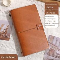 SYC Vintage PU Leather Binder Journal A6 Loose-leaf Notebook 68 Sheets Kraft Paper Travel Diary Gift (Brown,136 Pages&A6) ruda
