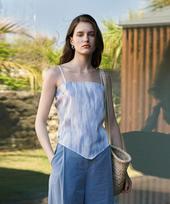 Nive Back Tie Pattern Sleeveless Top (Ivory) Free