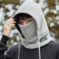 Pullover Hat Balaclava Hat Fleece Plush Scarf Creative Winter Cap  Female/Girls šviesiai pilka spalva