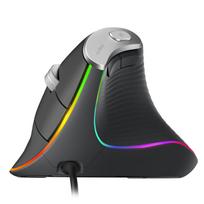 Nulea M504 Wired Vertical USB Ergonomic Optical Mouse with 4 Adjustable DPI Settings and 11 RGB Backlight for and Gray Mouse, Modes, Laptops, PCs, pilka spalva