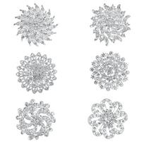 Weiman Factory Direct 6 PCS Silver Gold Rose Gold Plated Crystal Rhinestones Wedding Brooches for Decorative Flowers Alloy Gift sidabras
