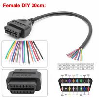 JieYuan 30cm 16pin Female to Male DIY OBD2 Auto Extension Cable Automotive Car Diagnostic auto Tool Scanner OBDII Connector Female 30cm 2 gray