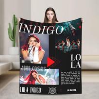 L-Lolas I-Indigos Tour Flannel Blanket Soft Warm Throw Blanket for Bedroom Airplane Travel Novelty Bedspread Sofa Bed Cover Size: 75*100cm, Weight: 230 GSM